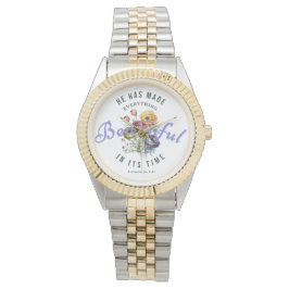 Waterverf Bloemen Mooie Schrift Horloge