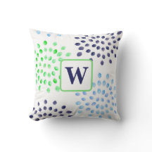 Waterverf Bloemen Mums Navy Groen Blauw Monogram
