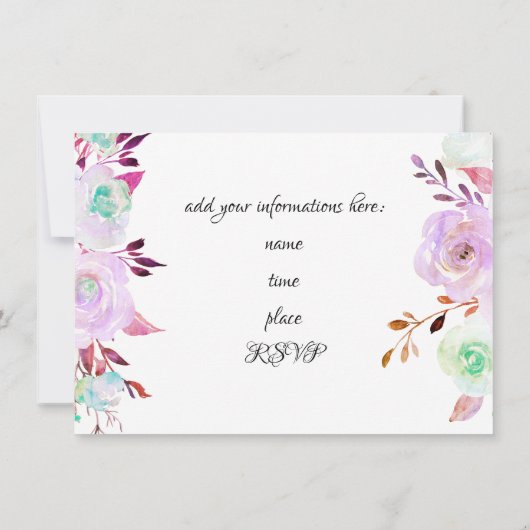 waterverf bloemen muziek recital kaart (Achterkant)