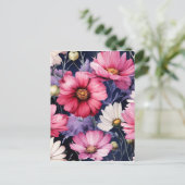 Waterverf Bloemen Naadloos Patroon Briefkaart (Staand voorkant)