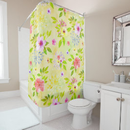 Waterverf bloemen naadloos patroon I + uw ideeën Douchegordijn
