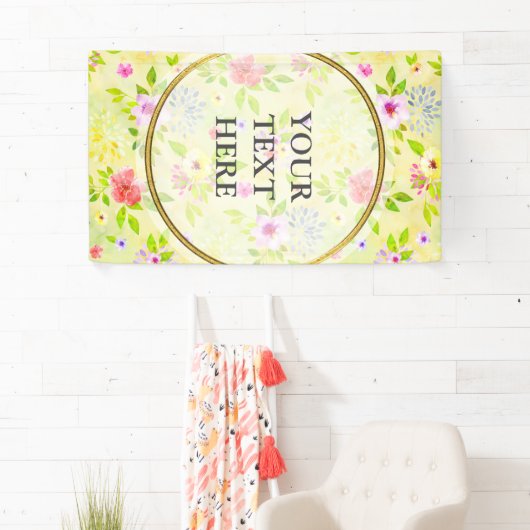 Waterverf bloemen naadloos patroon I + uw ideeën Spandoek (Insitu)