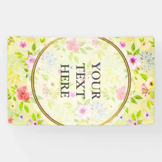 Waterverf bloemen naadloos patroon I + uw ideeën Spandoek (Horizontaal)