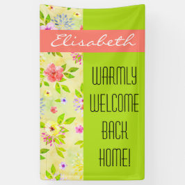 Waterverf bloemen naadloos patroon I + uw ideeën Spandoek