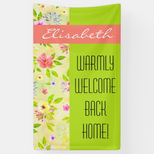 Waterverf bloemen naadloos patroon I + uw ideeën Spandoek (Verticaal)