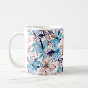 Waterverf bloemen naadloos patroon koffiemok