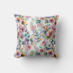Waterverf Bloemen Naadloos Patroon Kussen