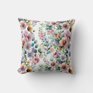 Waterverf Bloemen Naadloos Patroon Kussen