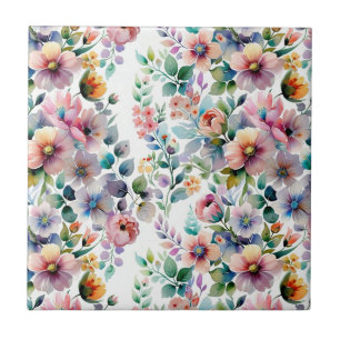 Waterverf Bloemen Naadloos Patroon Tegeltje