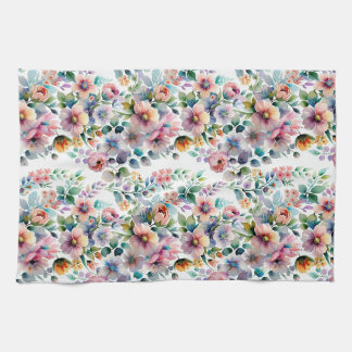 Waterverf Bloemen Naadloos Patroon Theedoek