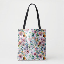 Waterverf Bloemen Naadloos Patroon Tote Bag