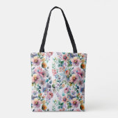 Waterverf Bloemen Naadloos Patroon Tote Bag (Achterkant)