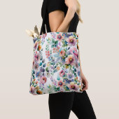 Waterverf Bloemen Naadloos Patroon Tote Bag (Dichtbij)