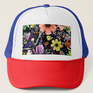 Waterverf Bloemen Naadloos Tuinpatroon Trucker Pet