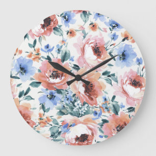 Waterverf bloemen, naadloze patroonillustratie. grote klok