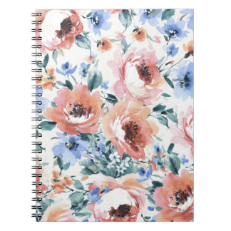 Waterverf bloemen, naadloze patroonillustratie. notitieboek