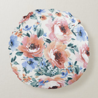 Waterverf bloemen, naadloze patroonillustratie. rond kussen