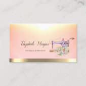 Waterverf Bloemen Naaimachine Gouden Streep Visitekaartje (Voorkant)