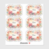 Waterverf Bloemen Naam Label Label (Vel)