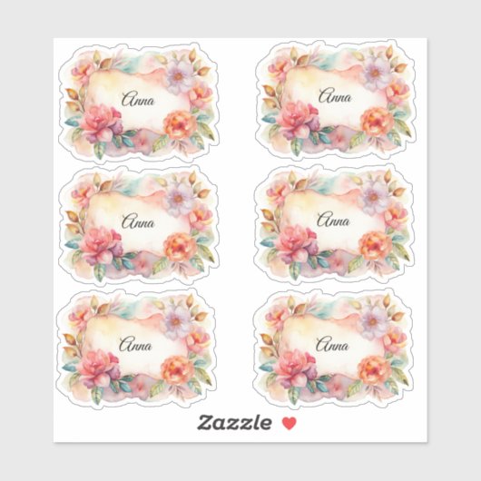 Waterverf Bloemen Naam Label Label (Vel)