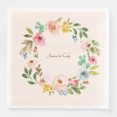 Waterverf bloemen Names Weddenschap Servet (Voorkant)