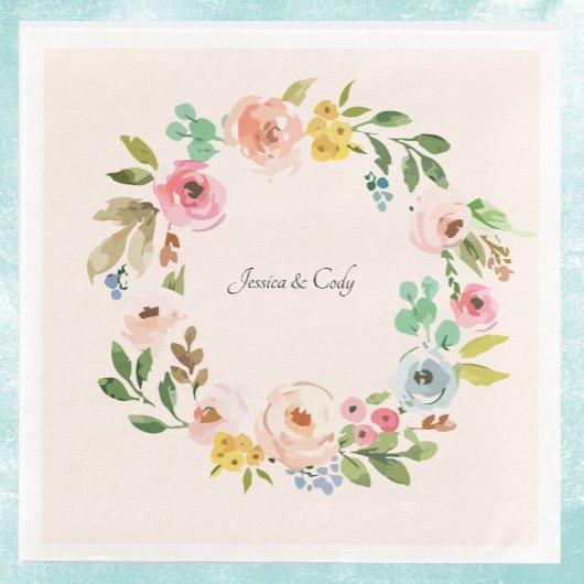 Waterverf bloemen Names Weddenschap Servet