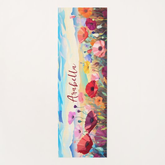 Waterverf Bloemen Natuur Meditatie Yogamat (Voorkant)