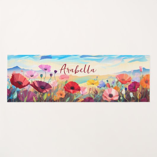 Waterverf Bloemen Natuur Meditatie Yogamat (Voorkant (horizontaal))