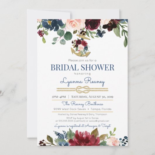 Waterverf bloemen Nautisch Vrijgezellenfeest Kaart (Voorkant)