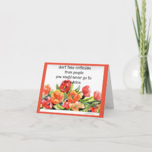 waterverf Bloemen "Neem geen kritiek" Bedankkaart