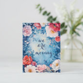 Waterverf Bloemen Nieuw Adres Bewegende Aankondigi Briefkaart (Staand voorkant)