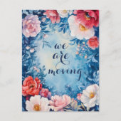 Waterverf Bloemen Nieuw Adres Bewegende Aankondigi Briefkaart (Voorkant)