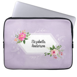 Waterverf bloemen noemen trendy boho laptop sleeve