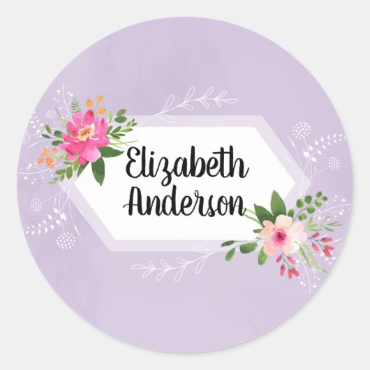 Waterverf bloemen noemen trendy boho ronde sticker (Voorkant)