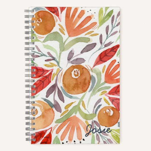 Waterverf Bloemen Notitieboek Rozen in Warm Sinaas (Voorkant)