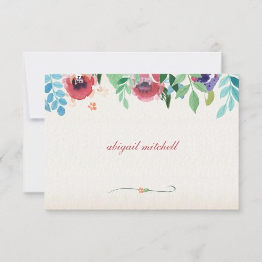 Waterverf bloemen notitiekaart kaart (Voorkant)