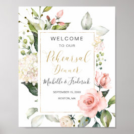 Waterverf bloemen, oefendiner bord met blad poster