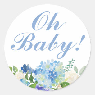 Waterverf Bloemen Oh Baby shower Stickers