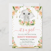 Waterverf Bloemen Olifant Meisje Baby shower Kaart (Voorkant)