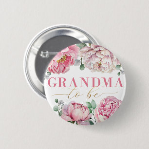 Waterverf Bloemen "Oma to Be" Baby shower Ronde Button 5,7 Cm