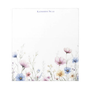 Waterverf Bloemen Onderste Rand Wilde Bloemen Notitieblok