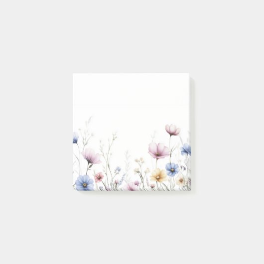 Waterverf Bloemen Onderste Rand Wilde Bloemen Post-it® Notes (Voorkant)