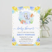 Waterverf Bloemen Onderwater Dieren Baby shower Kaart (Staand voorkant)