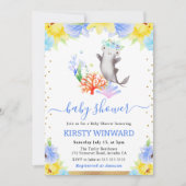 Waterverf Bloemen Onderwater Haai Baby shower Kaart (Voorkant)
