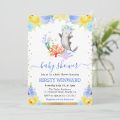 Waterverf Bloemen Onderwater Haai Baby shower Kaart (Staand voorkant)