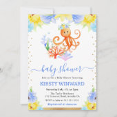 Waterverf Bloemen Onderwater Octopus Baby shower Kaart (Voorkant)