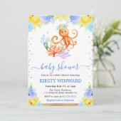 Waterverf Bloemen Onderwater Octopus Baby shower Kaart (Staand voorkant)