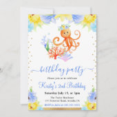 Waterverf Bloemen Onderwater Octopus Verjaardag Kaart (Voorkant)