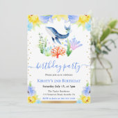 Waterverf Bloemen Onderwater Walvis Verjaardagsfee Kaart (Staand voorkant)