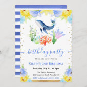 Waterverf Bloemen Onderwater Walvis Verjaardagsfee Kaart (Voorkant / Achterkant)